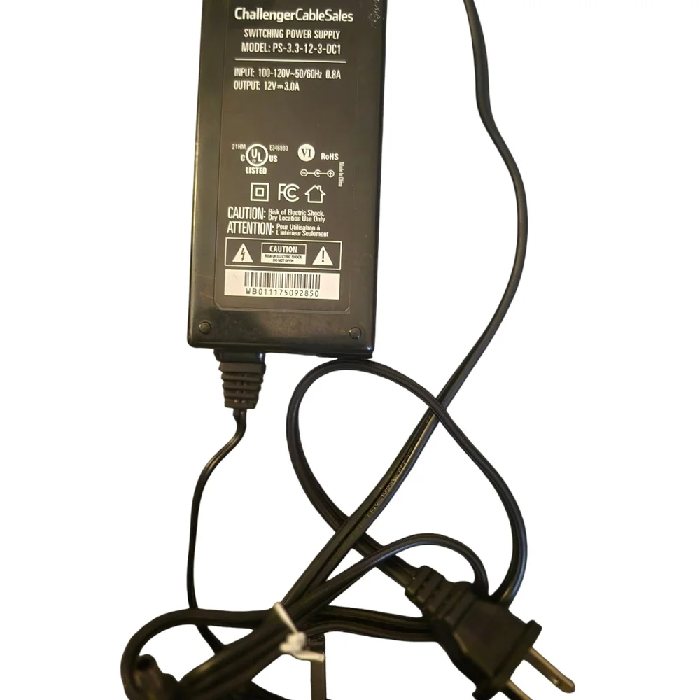 (2) CHALLENGER CABLE SALES SWITCHING POWER SUPPLY 12V Adapter PS-3.3-12-3DC1 NEW